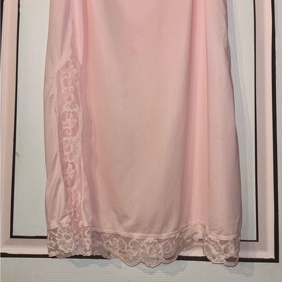 Long Pink Lace Slip Skirt Size L Romanticcore Satin Maxi Skirt - Picture 4 of 11